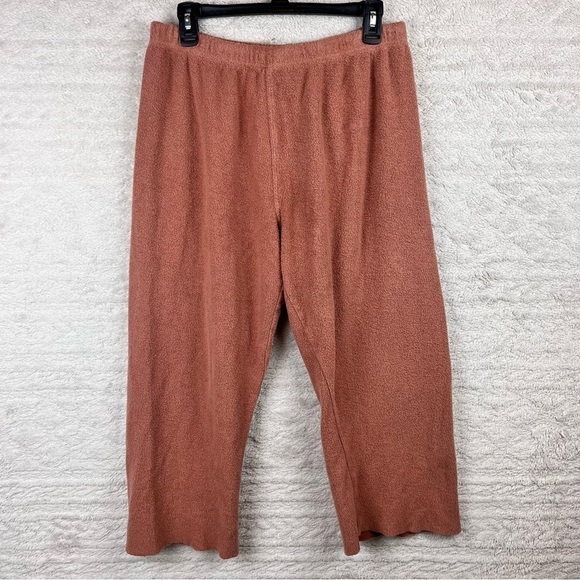 SPIRITUAL GANGSTER Linen Terry Cloth Brown Wide Leg Crop Pull On Pants Sz Large - Picture 1 of 13
